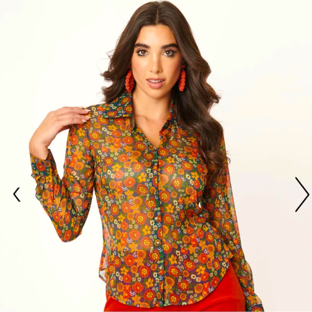 Barbie x Unique Vintage Multicolor Floral Print Gaucho Blouse